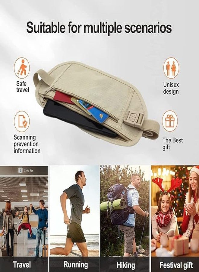STEFLON Travel Money Belt with Hidden Waist Pocket, Waterproof Passport Holder, Double Zipper Design, Multi Color-New (Cream Money Bag) - Image 2